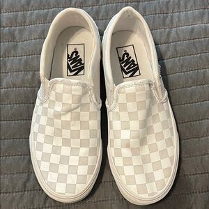 Vans Classic White Checkered Slip-Ons 7.5